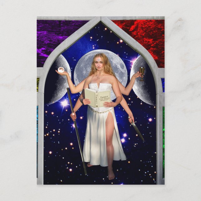 Postal El arte de la carta de tarot de la sacerdotisa (Anverso)