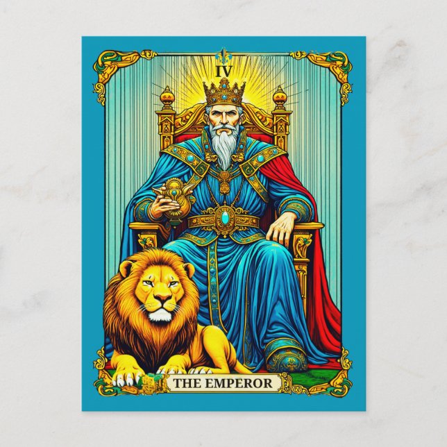 Postal El arte de la carta del emperador Tarot (Anverso)