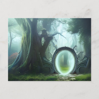 Postal El arte de la fantasía en el portal forestal