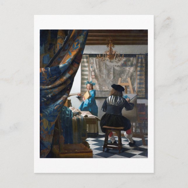 Postal El arte de la pintura, Johannes Vermeer, 1666-1667 (Anverso)