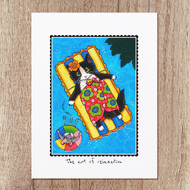 Postal 'El arte de la relajación' Personalizado de gato y