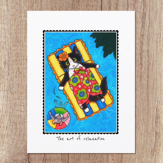 Postal 'El arte de la relajación' Personalizado de gato y (Subido por el creador)