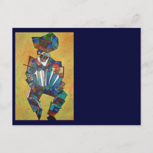 Postal El arte del cubismo acordeonista