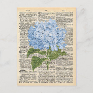 Postal El arte del diccionario de vintage Lilacs azul sua