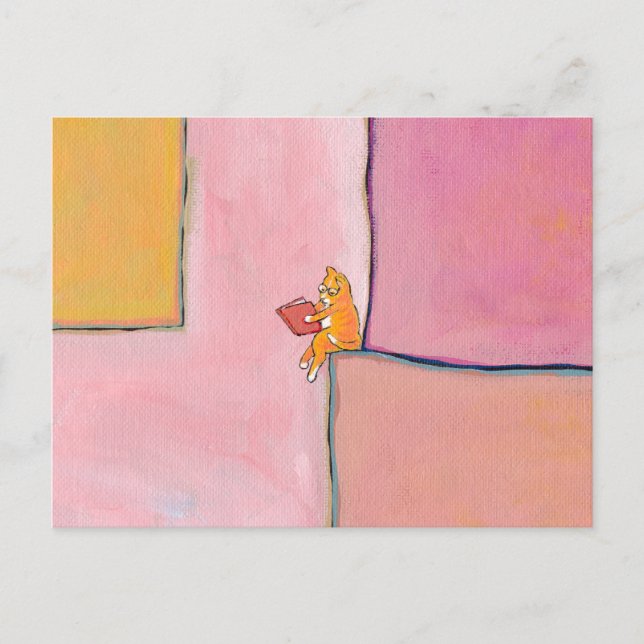 Postal El arte del gato leyendo diversión - Marmalade pre (Anverso)
