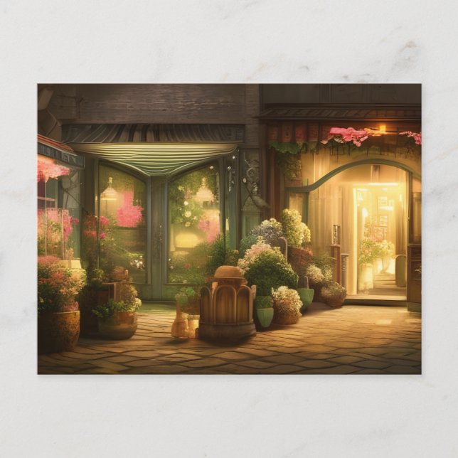 Postal El arte digital de la tienda de flores (Anverso)