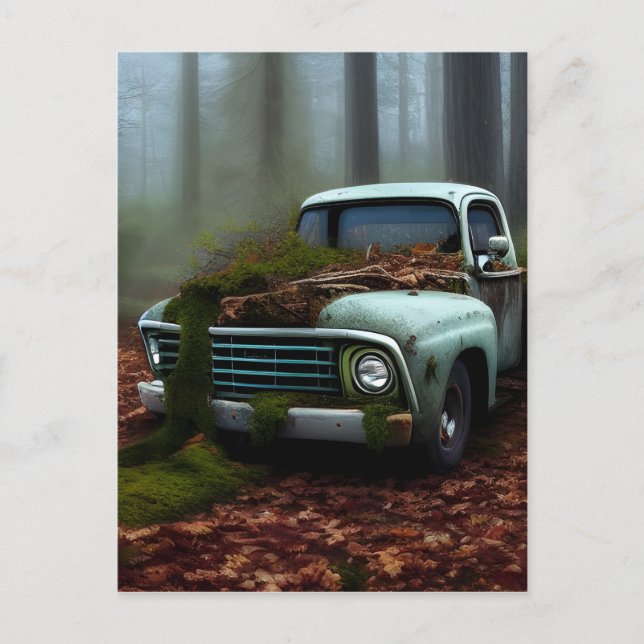 Postal El arte digital de los camiones abandonados (Anverso)