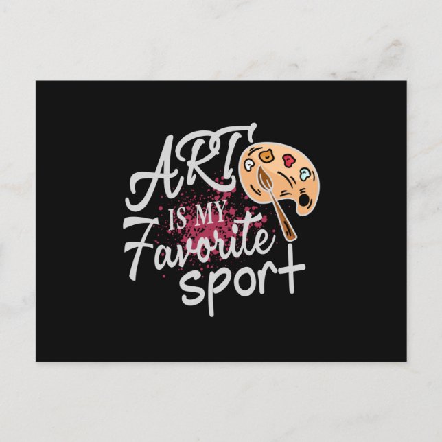 Postal El arte es mi salpicón rojo deportivo favorito (Anverso)