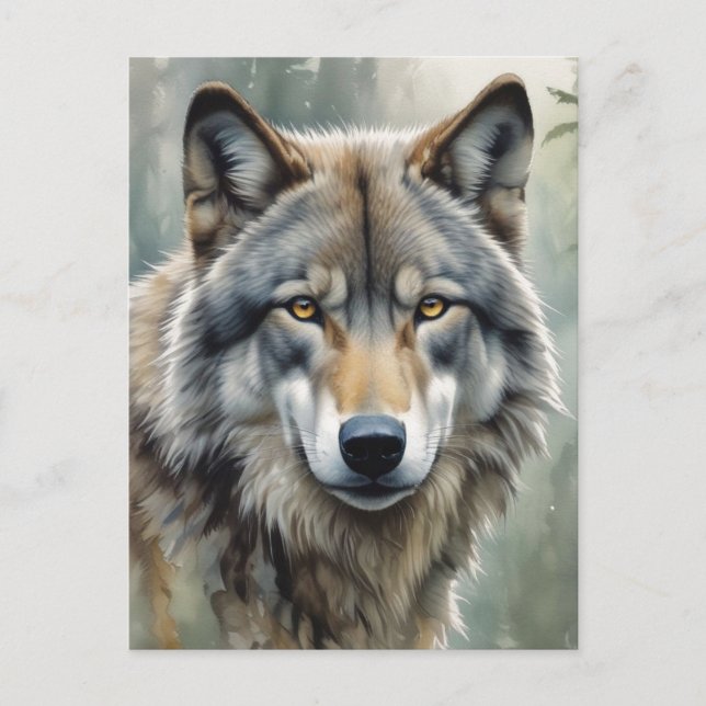 Postal El arte Inspirador motivacional de Lone Wolf (Anverso)