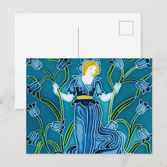 Postal El arte nouveau de la flora de Walter Crane (Anverso / Reverso)