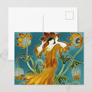 Postal El arte nouveau de la flora de Walter Crane