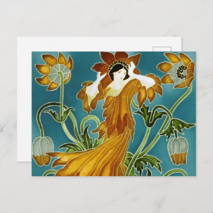 Postal El arte nouveau de la flora de Walter Crane