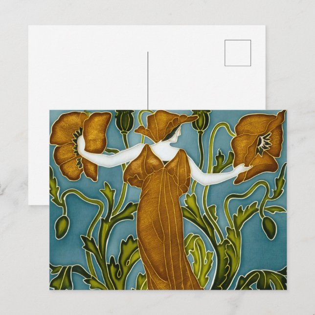 Postal El arte nouveau de la flora de Walter Crane (Anverso / Reverso)