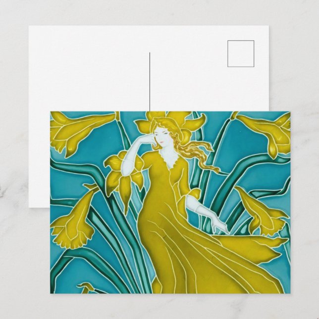 Postal El arte nouveau de la flora de Walter Crane (Anverso / Reverso)