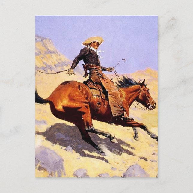 Postal El arte occidental del vaquero de Frederic Remingt (Anverso)