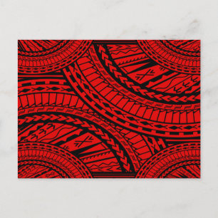 Postal El arte tribal azteca rojo negro