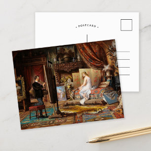 Postal El artista y su modelo   Carl Schweninger, Jr.