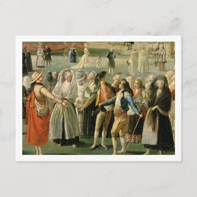 Postal El ascenso de un globo aerostático en Madrid, deta (Anverso)