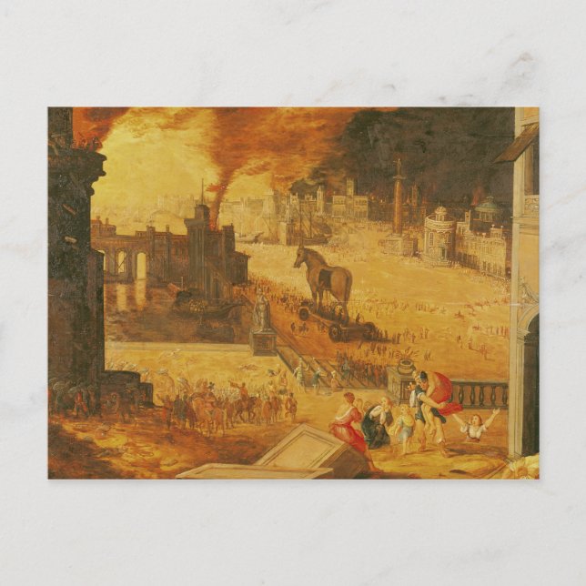Postal El asedio de Troy (Anverso)