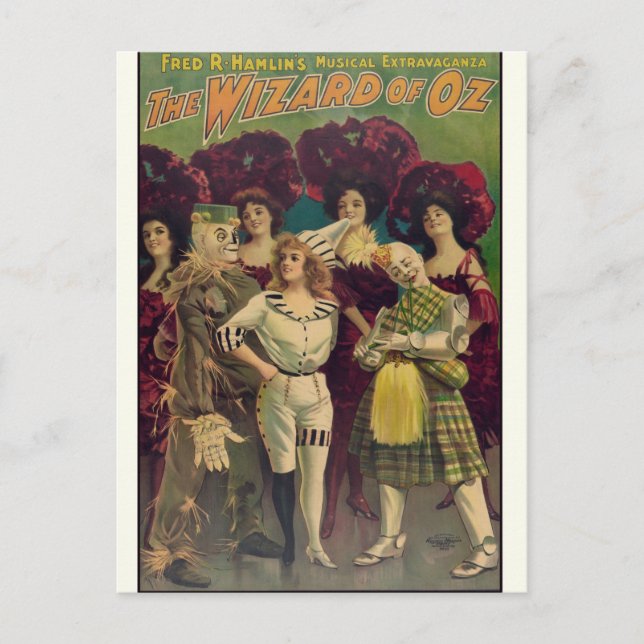 Postal El asistente del afiche musical musical de Oz de 1 (Anverso)