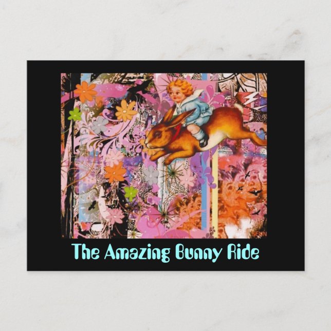 Postal El asombroso viaje de conejitos (Anverso)
