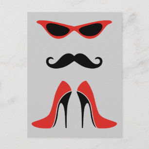 Postal El aspecto perfecto en negro y rojo