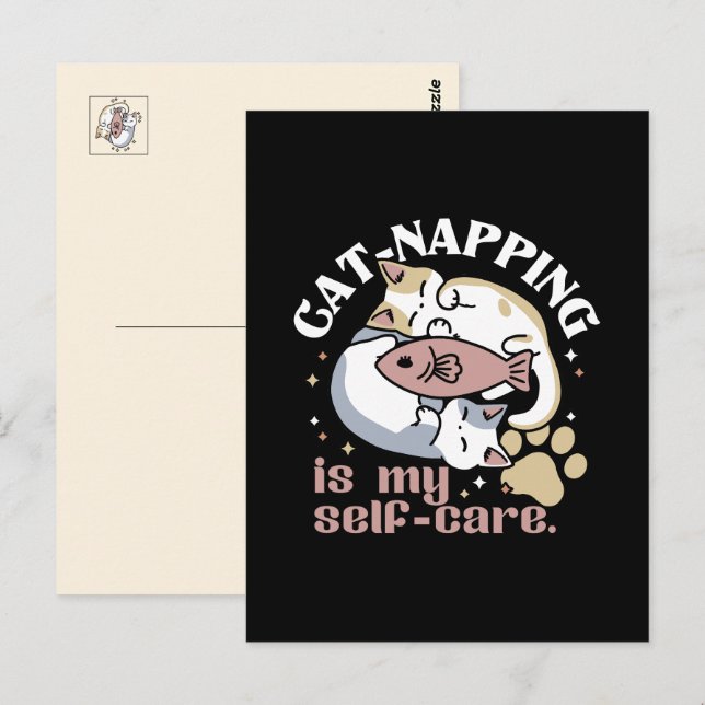 Postal El Ataque De Gato Es Mi Cita De Gato De Autocuidad (Anverso / Reverso)