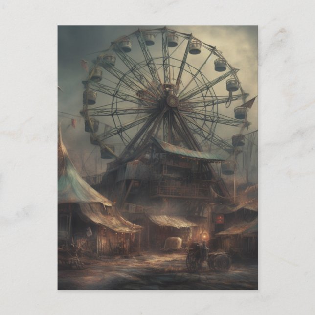 Postal El atormentado Carnaval distópico Abandonado (Anverso)