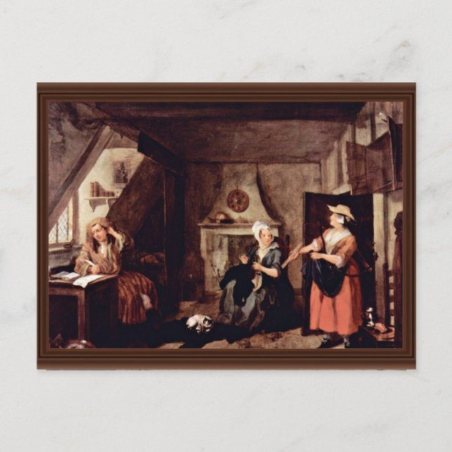 Postal El Atormentado Poeta De Hogarth, William (Anverso)