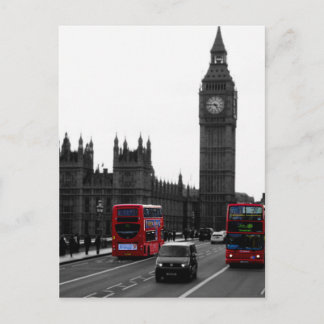 Postal el autobús rojo London Tour y el Big Ben