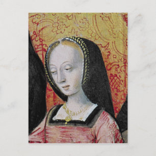 Postal El autor ofrece su libro a Ana de Bretaña