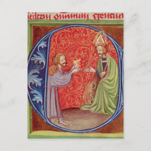 Postal El autor ofreciendo su libro