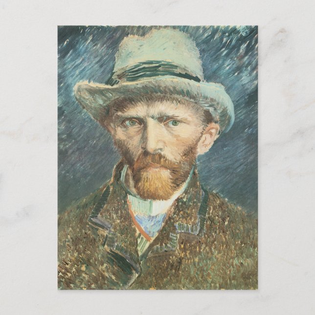 Postal El autorretrato de Vincent Van Gogh con el Gorra d (Anverso)