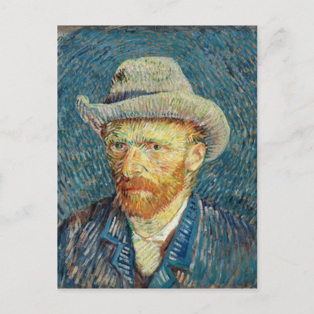 Postal El autorretrato de Vincent Van Gogh con el Gorra d (Anverso)