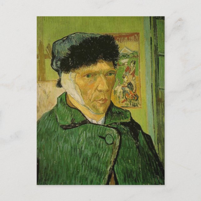 Postal El autorretrato de Vincent Van Gogh, Oído Envenena (Anverso)