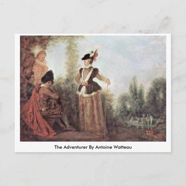Postal El aventurero de Antoine Watteau (Anverso)