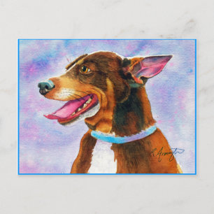 Postal El azul de Ellen Rat Terrier