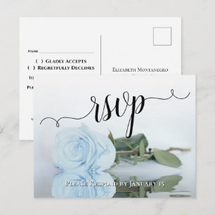 Postal El azul turbio que refleja la elegancia Rosa de la