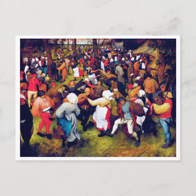 Postal El baile Boda, Pieter Bruegel (Anverso)