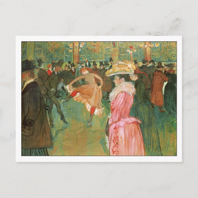 Postal El baile de Henri Toulouse-Lautrec (Anverso)