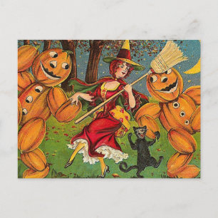 Postal El baile de la bruja - Halloween de época