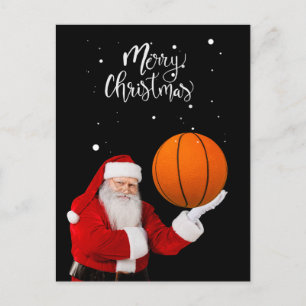 Postal El baloncesto Santa Claus está jugando con Navidad