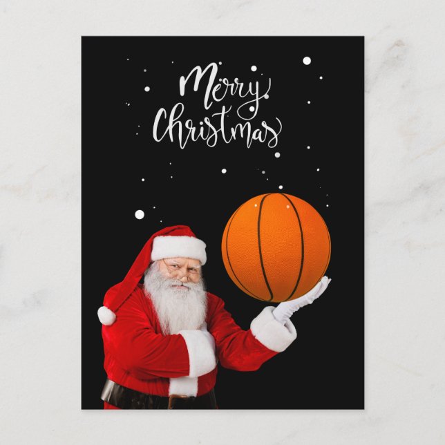 Postal El baloncesto Santa Claus está jugando con Navidad (Anverso)