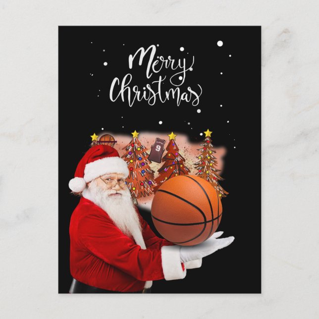 Postal El baloncesto Santa Claus está jugando con Navidad (Anverso)