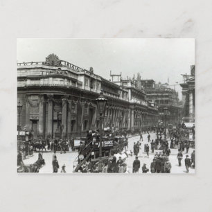 Postal El Banco de Inglaterra decorado para la Reina