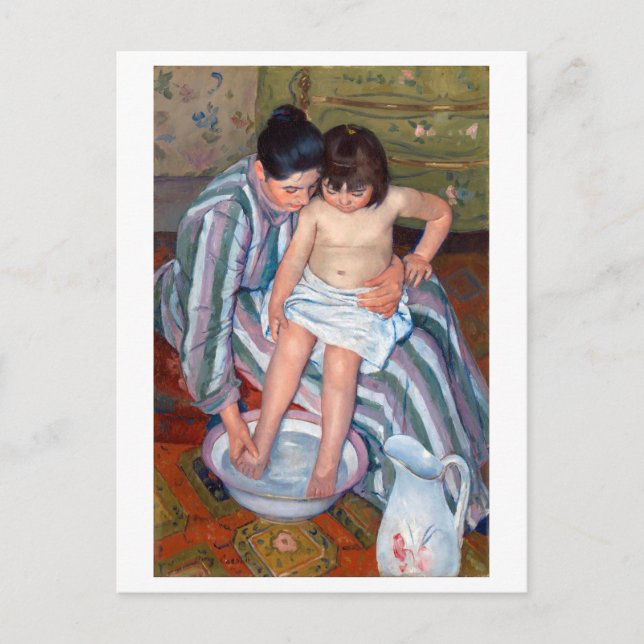 Postal El baño del niño, Mary Cassatt (Anverso)