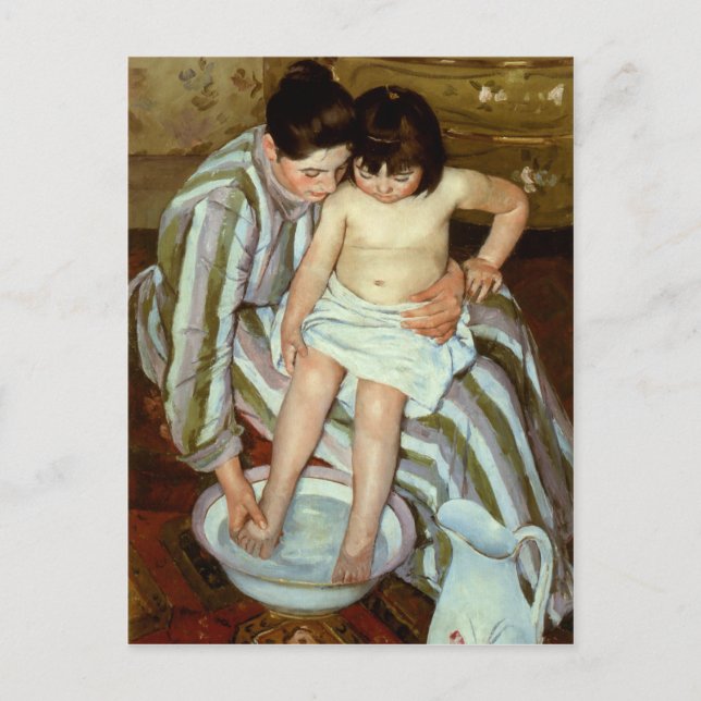 Postal El baño infantil de Mary Cassatt (alrededor de 189 (Anverso)