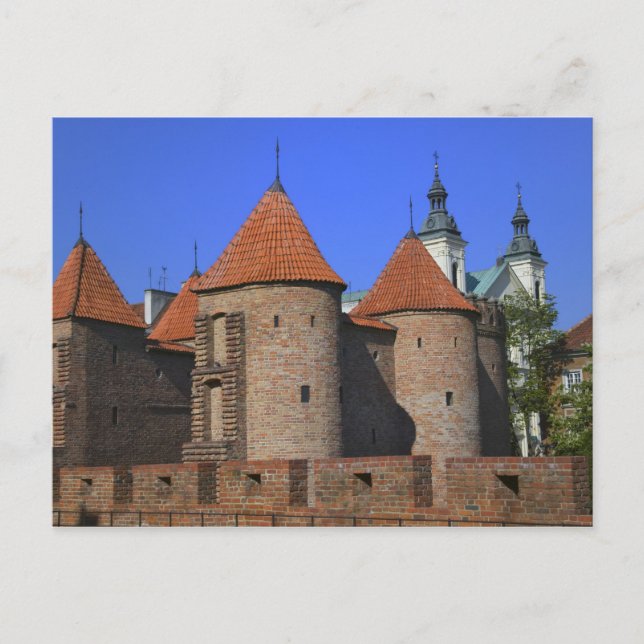 Postal El Barbacán y la Iglesia Paulina, Varsovia, (Anverso)