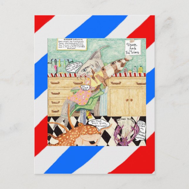 Postal El barbero (Anverso)