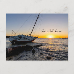 Postal El Barco De Navegación Con Brisa Del Golfo Y El At